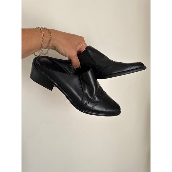 Worthington Vintage Western Mules in Black Leather 7.5 - Picture 2 of 7